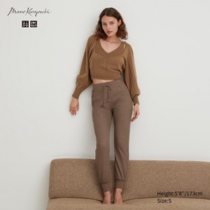 Uniqlo HEATTECH Wolle Blend Waffle Lounge Pants Damen Braun | EOMY-03186