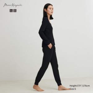 Uniqlo HEATTECH Wolle Blend Waffle Lounge Pants Damen Schwarz | FWUL-36584