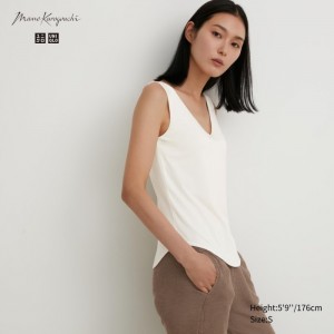 Uniqlo HEATTECH Ärmellose Top (Silk Blend) BHs Damen Weiß | GUPI-03756