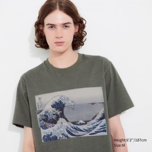 Uniqlo Hokusai UT (Kurzes Sleeve) Graphic T Shirt Damen Olivgrün | TBKW-69251