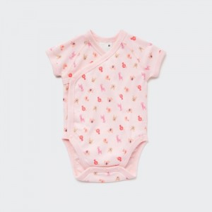 Uniqlo Joy of Print Kurzes-Sleeve (Animals) (Open Front) Body Baby Rosa | DFRM-13057