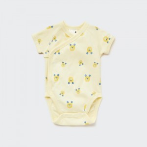 Uniqlo Joy of Print Kurzes-Sleeve (Bears) (Open Front) Body Baby Gelb | EJXU-81493