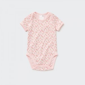 Uniqlo Joy of Print Kurzes-Sleeve (Flower) Body Baby Rosa | EWJV-47035