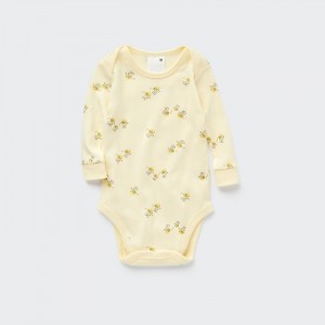 Uniqlo Joy of Print Long Sleeve Body Baby Gelb | ENDI-58097