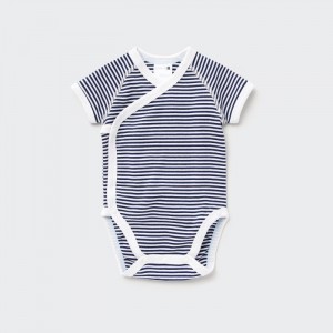 Uniqlo Kurzes-Sleeve (Gestreift) Body Baby Navy | PWOX-07546