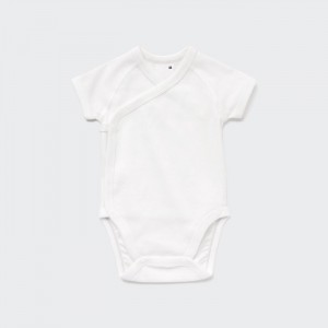 Uniqlo Kurzes-Sleeve (Open Front) Body Baby Weiß | EDNH-58462