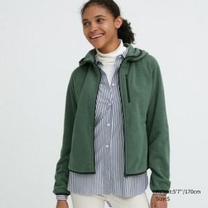 Uniqlo Light Fleece Full-Zip Hoodie Damen Grün | YSIL-82175