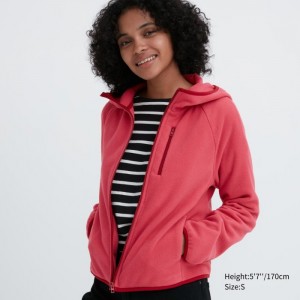 Uniqlo Light Fleece Full-Zip Hoodie Damen Rot | YPIO-12965