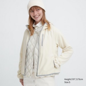 Uniqlo Light Fleece Full-Zip Hoodie Damen Weiß | ULQR-09135