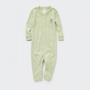 Uniqlo Long-Sleeve Outfit Einteiler Baby Hellgrün | ZYED-51879