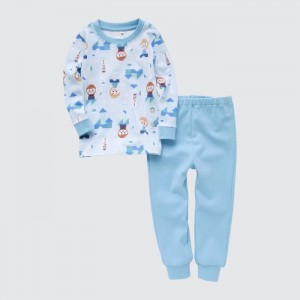 Uniqlo Long Sleeve Pyjama Baby Hellblau | CTDH-15903