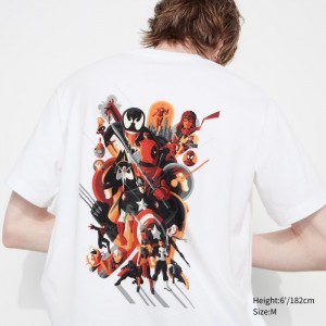 Uniqlo Marvel Art Kollektion by Mondo UT (Kurzes-Sleeve) Graphic T Shirt Herren Weiß | RMNW-23861