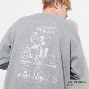 Uniqlo Mickey Shines Long-Sleeve Sweatshirt Damen Grau | RVJX-81309