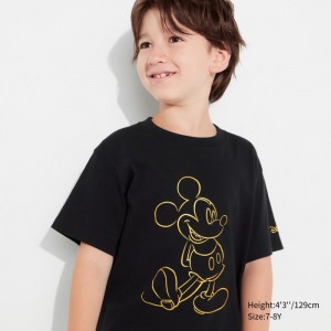 Uniqlo Mickey Shines UT (Kurzes-Sleeve) Graphic T Shirt Kinder Schwarz | SINJ-64201