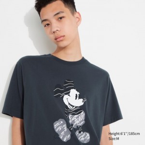 Uniqlo Mickey Stands UT (Kurzes-Sleeve) Graphic T Shirt Damen Dunkelgrau | MDYS-94210