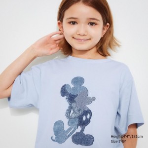 Uniqlo Mickey Stands UT (Kurzes Sleeve) Graphic T Shirt Kinder Hellblau | XVHK-43092