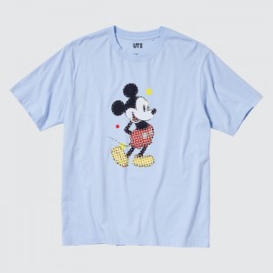 Uniqlo Mickey Stands UT (Kurzes Sleeve) Graphic T Shirt Damen Hellblau | KLUX-72491