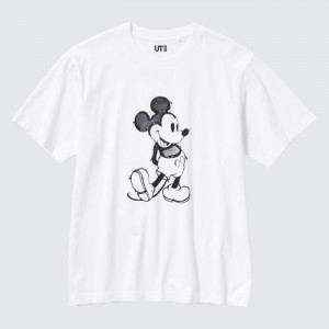 Uniqlo Mickey Stands UT (Kurzes Sleeve) Graphic T Shirt Damen Weiß | GMUX-36249