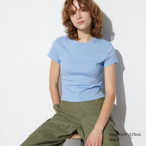 Uniqlo Mini Kurzes Sleeve T-Shirt Damen Blau | SMAQ-68703