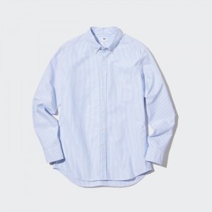 Uniqlo Oxford Gestreift Slim-Fit Long-Sleeve (2022 Edition) Casual Shirts Herren Blau | QCSR-86120