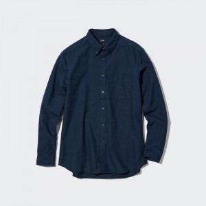 Uniqlo Oxford Slim-Fit Long-Sleeve (2022 Edition) Casual Shirts Herren Navy | AIFX-34768