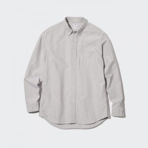 Uniqlo Oxford Slim-Fit Long-Sleeve (2022 Edition) Casual Shirts Herren Grau | HAVZ-89136