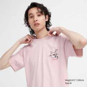 Uniqlo PEACE FOR ALL Kurzes-Sleeve Graphic (Haruka Ayase) T-Shirt Damen Rosa | HJRC-71623