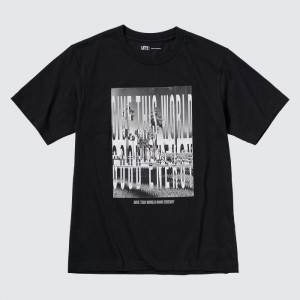 Uniqlo PEACE FOR ALL Kurzes-Sleeve Graphic (Kosuke Kawamura) T-Shirt Damen Schwarz | IPCK-09862