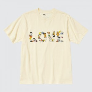 Uniqlo PEACE FOR ALL Kurzes-Sleeve Graphic (Peanuts) T-Shirt Damen Gelb | AVMK-41052