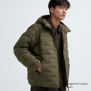 Uniqlo PUFFTECH (Warm Gepolstert) Parka Herren Olivgrün | IUCN-51827