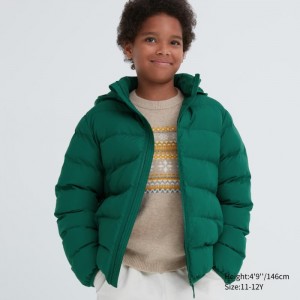 Uniqlo PUFFTECH Washable (Warm Gepolstert) Parka Kinder Grün | NPLQ-34571