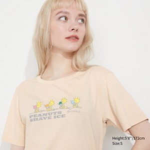 Uniqlo Peanuts Hawaii UT (Kurzes-Sleeve) Graphic T Shirt Damen Natural | VOMR-81542