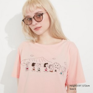 Uniqlo Peanuts Hawaii UT (Kurzes-Sleeve) Graphic T Shirt Damen Rosa | DMVS-61587