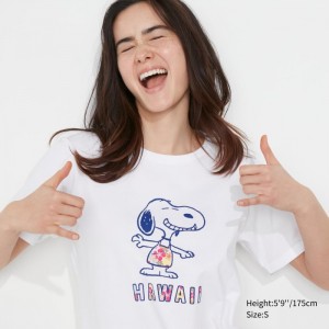 Uniqlo Peanuts Hawaii UT (Kurzes-Sleeve) Graphic T Shirt Damen Weiß | XOSP-17490