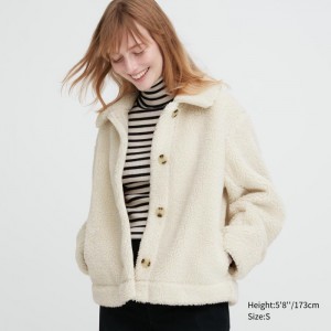 Uniqlo Pile-Gefütterte Fleece Jacken Damen Weiß | WOPL-01725