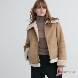 Uniqlo Pile-Gefütterte Jacket Fleecejacken Damen Beige | OZVN-65741