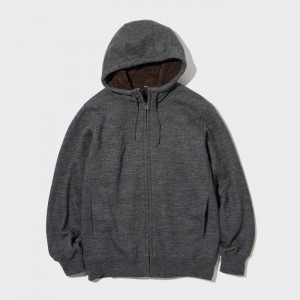 Uniqlo Pile-Gefütterte Sweat Long-Sleeve Full-Zip Hoodie Herren Dunkelgrau | NSBG-84752