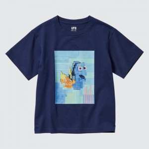 Uniqlo Pixar Art UT (Kurzes-Sleeve) (Adam Lister) Graphic T Shirt Kinder Navy | ONDG-64891