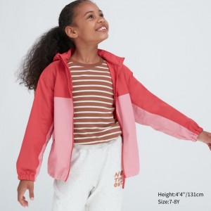 Uniqlo Pocketable Nylon (Color Block) Parka Kinder Rosa | FABP-54806