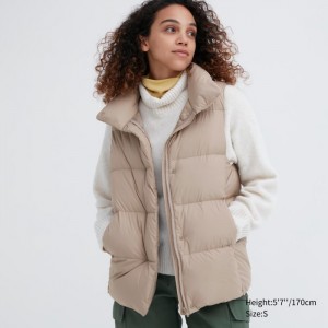 Uniqlo Powder Soft (NANODESIGN™) Daunenweste Damen Beige | DKOP-28697