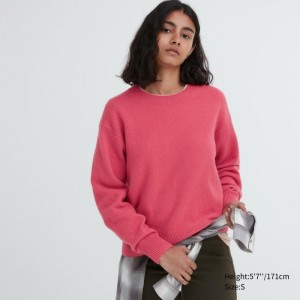 Uniqlo Premium Lambswool Crew Neck Long-Sleeve Pullover Damen Rosa | WPST-13624