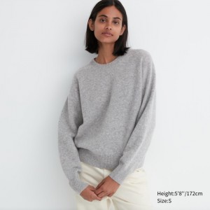 Uniqlo Premium Lambswool Crew Neck Long-Sleeve Pullover Damen Hellgrau | XPTZ-83295