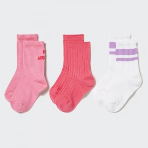 Uniqlo Regular 3 Pack Socken Kinder Rosa | FQRM-26149