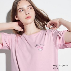 Uniqlo Sanrio characters UT (Kurzes-Sleeve) Graphic T Shirt Damen Rosa | OVPH-82159