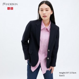 Uniqlo Single Breasted Jacket Blazer Damen Navy | ALGV-50931