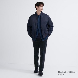 Uniqlo Smart Ankle (2-Way Stretch, Corduroy, Hohe) Hose Herren Navy | BSHL-75084