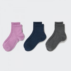 Uniqlo Socks 3 Pack (Gerippt Pile) Socken Damen Lila | JWFR-16804