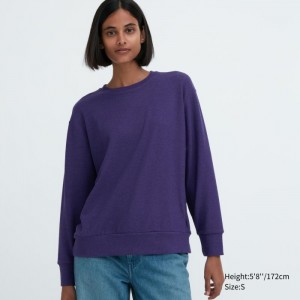 Uniqlo Soft Gestrickt Fleece Crew Neck Long-Sleeve T-Shirt Damen Lila | UONE-31208