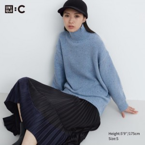 Uniqlo Soft Knit High Neck Long-Sleeve Pullover Damen Blau | CAEY-71230