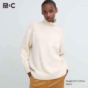 Uniqlo Soft Knit High Neck Long-Sleeve Pullover Damen Weiß | TXVR-16478